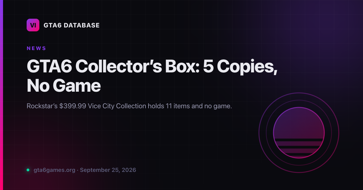 GTA6 Collector’s Box: 5 Copies, No Game