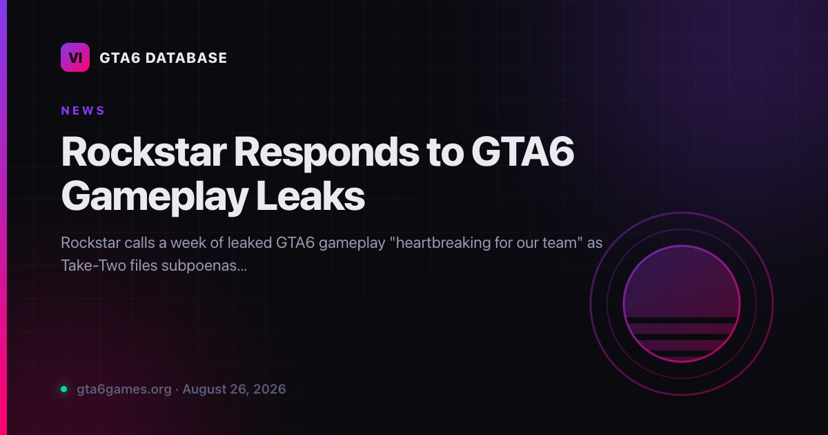 Rockstar Responds to GTA6 Gameplay Leaks